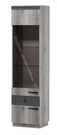 Шкаф витрина пенал на цоколе Ольга 3 Дуб делано серый