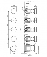 Термостатический смеситель для душа Zucchetti Isy22 ZIS5804 с 4 запорными клапанами схема 2