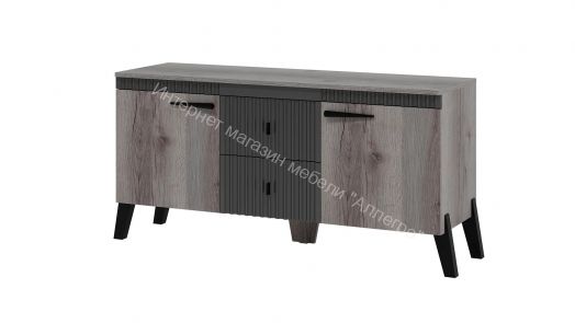 Тумба ТВ с ножками Ольга 3 Дуб делано серый