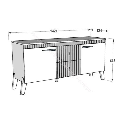 Тумба ТВ с ножками Ольга 3 Дуб коми