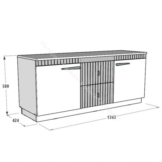 Тумба ТВ на цоколе Ольга 3 Дуб делано серый