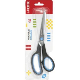 Ножницы канцелярские "deVENTE. Titanium" 21 см, лезвия из нержавеющей стали с титановым покрытием, двухцветные прорезиненные кольца