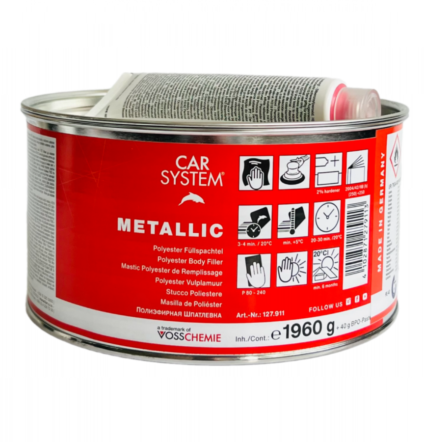 Шпатлевка 2К полиэфирная с алюминиевым наполнителем "Metallic" серебр. (2кг)