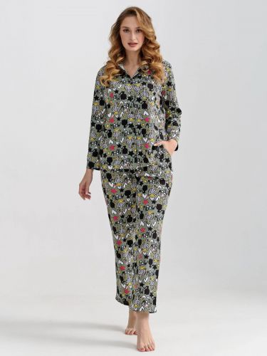 Пижама женская "Мяу" (классическая)
Артикул: 2271-К (зеленая)