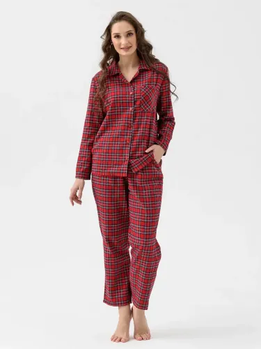 Пижама женская Рубашка (д/р) и брюки "Добрый вечер"
Артикул: 2163-Ф (бордовый)