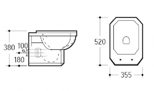 Подвесной унитаз Boheme Vogue 944 схема 2