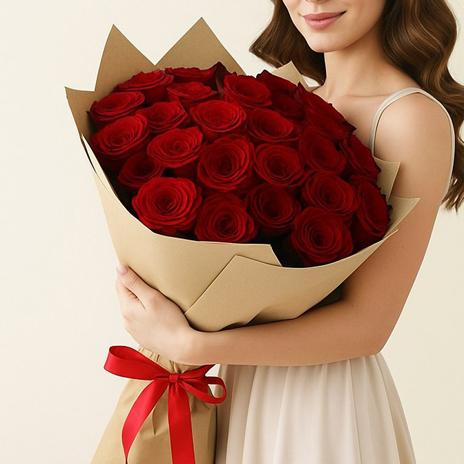 35 красных роз (50см)