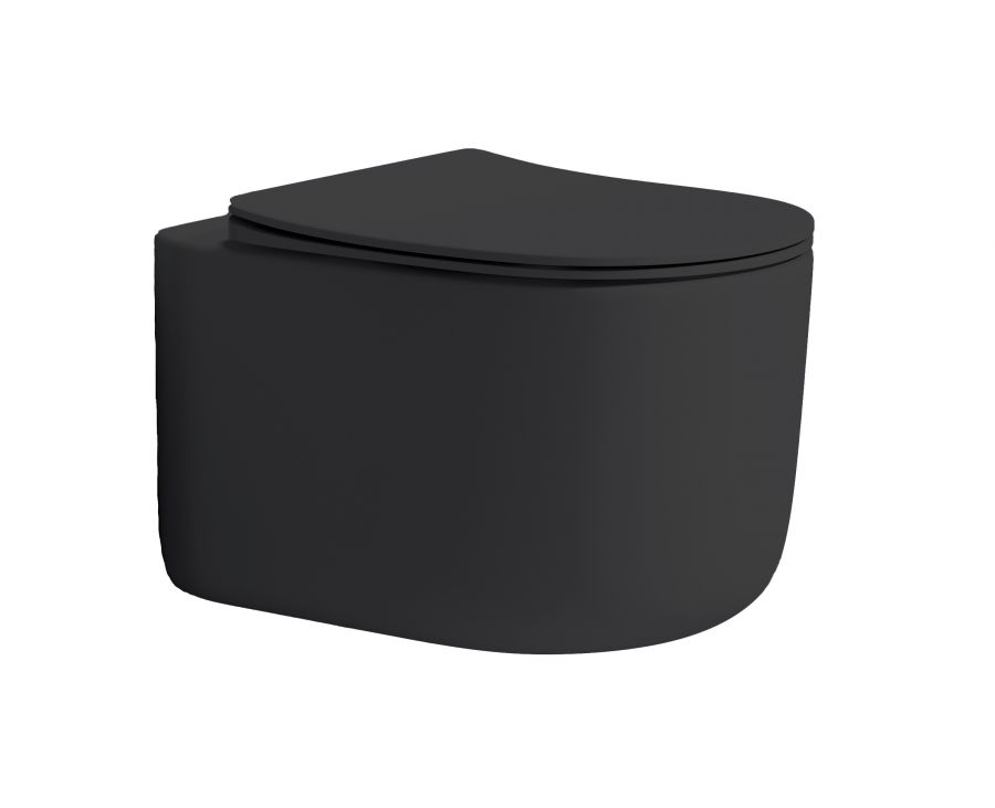 Flow подвесной унитаз матовый черный с крышкой, функция Торнадо