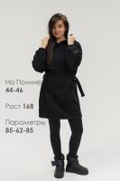 Туника женская теплая с капюшоном и хлястикамии [черный]