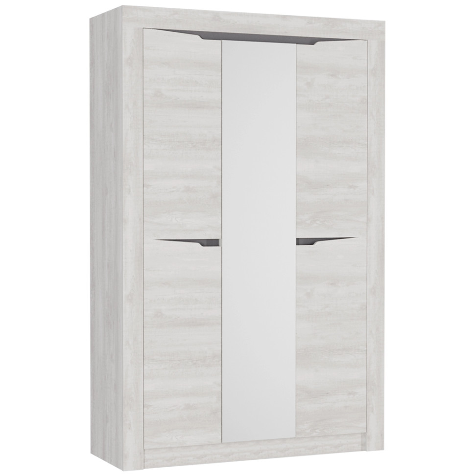 Шкаф трехдверный с зеркалом Ольга 5 для одежды и белья (Бетон пайн светлый - Антрацит)