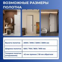 Размеры двери в комплекте с фурнитурой ВНУТРЕННЕГО открывания