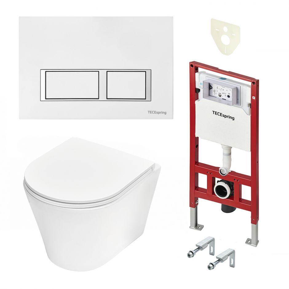 Изображение Комплект TECESpring Base, панель смывапрямоугольными кнопками унитаз модельK402101/03/04WCK