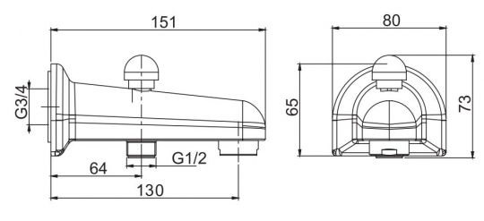 Излив для ванны Fima - carlo frattini F2041 схема 2 Излив для ванны Fima - carlo frattini F2041 схема 2