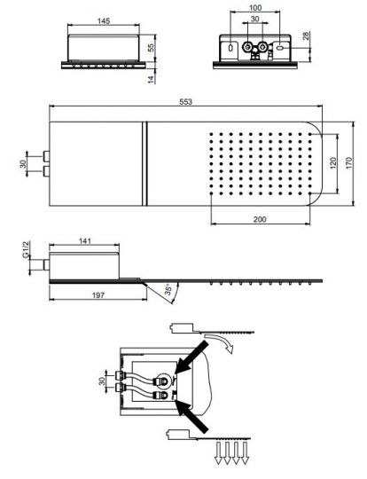 Тропический душ Fima - carlo frattini Wellness F2347 55х17 схема 2 Тропический душ Fima - carlo frattini Wellness F2347 55х17 схема 2