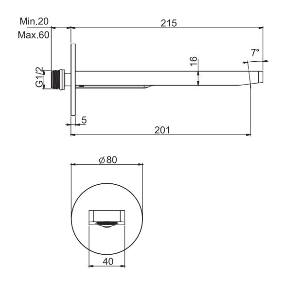 Длинный настенный излив Fima - carlo frattini F2418 для ванны ФОТО