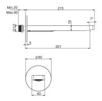 Длинный настенный излив Fima - carlo frattini F2418 для ванны схема 2 Длинный настенный излив Fima - carlo frattini F2418 для ванны схема 2