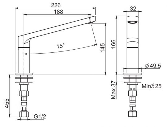 Излив для бортика ванны Fima - carlo frattini F2457 схема 2 Излив для бортика ванны Fima - carlo frattini F2457 схема 2