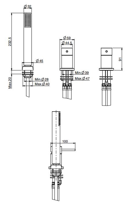 Fima carlo frattini Spillo Tech смеситель для ванны/душа F3044/1TN ФОТО