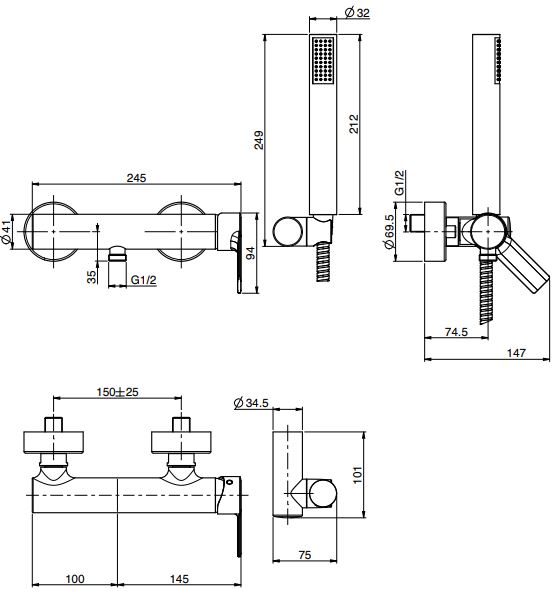 Изображение Смеситель для душа Fima carlo frattini Mast F3135