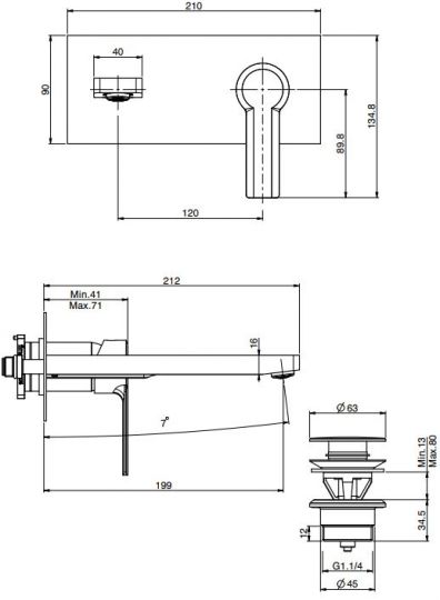 Fima carlo frattini Mast смеситель для раковины F3141WLX5 схема 2