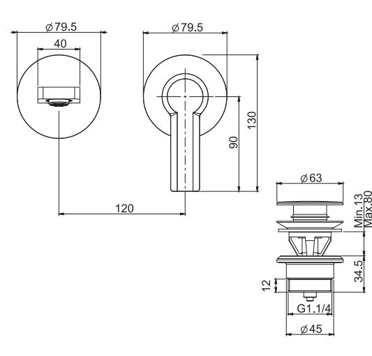 Внешняя часть настенного смесителя для раковины Fima carlo frattini Mast F3141WX8 ФОТО