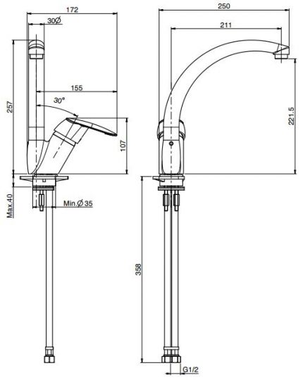 Fima carlo frattini Kitchen смеситель для кухни F3207/2 схема 2
