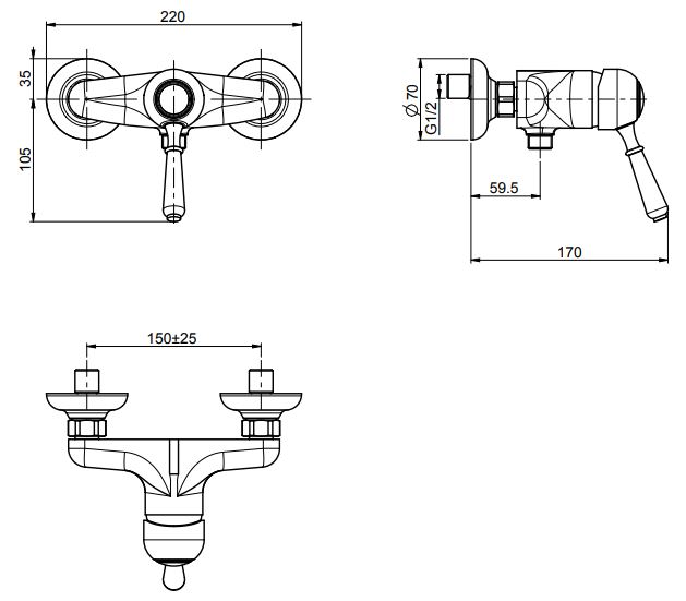 Смеситель для душа Fima carlo frattini Lamp/Bell F3365/1 с винтажной ручкой