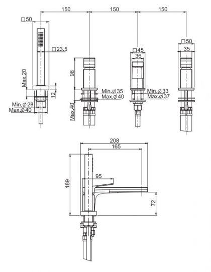 Смеситель для ванны Fima carlo frattini Fit F3394 схема 2
