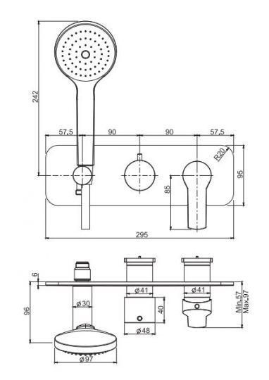 Встроенный смеситель для душа с душевым комплектом Fima carlo frattini Serie 4 F3789WX2