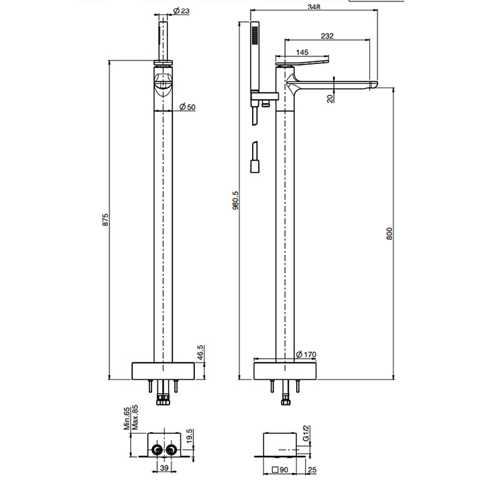 Смеситель для ванны напольный Fima carlo frattini Flo F3804/6N ФОТО