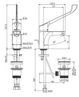 Смеситель на раковину хирургический Fima carlo frattini Collettivita F3831/LC хром схема 1 Смеситель на раковину хирургический Fima carlo frattini Collettivita F3831/LC хром схема 1