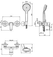Настенный смеситель для душа Fima carlo frattini Serie 22 цвета хром F3835 схема 2