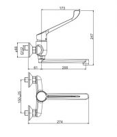 Смеситель для медицинских учреждений Fima carlo frattini Collettivita F3836LC схема 2 Смеситель для медицинских учреждений Fima carlo frattini Collettivita F3836LC схема 2