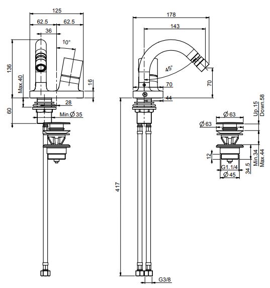 Fima carlo frattini Fluid смеситель для биде F3852