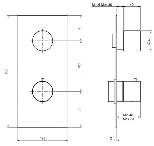 Fima carlo frattini Fimatherm смеситель для ванны/душа F3869X1 схема 2