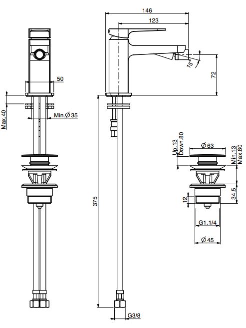 Fima carlo frattini Next смеситель для биде F3942N