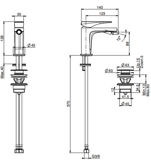 Fima carlo frattini Zeta смеситель для биде F3962N схема 2 Fima carlo frattini Zeta смеситель для биде F3962N схема 2