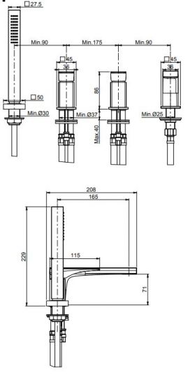 Смеситель для ванны и душа Fima carlo frattini Zeta F3974 схема 2