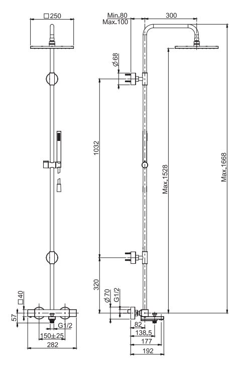 Изображение Душевая стойка с тропическим душем Fima - carlo frattini Wellness F4954/Q255