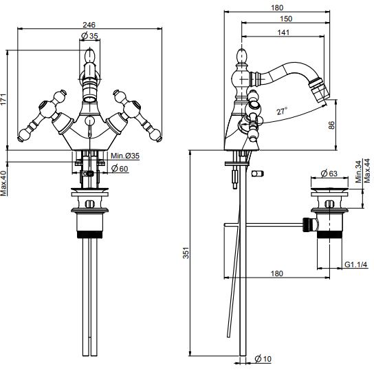 Изображение Fima carlo frattini Elizabeth/Epoque смеситель для биде F5062