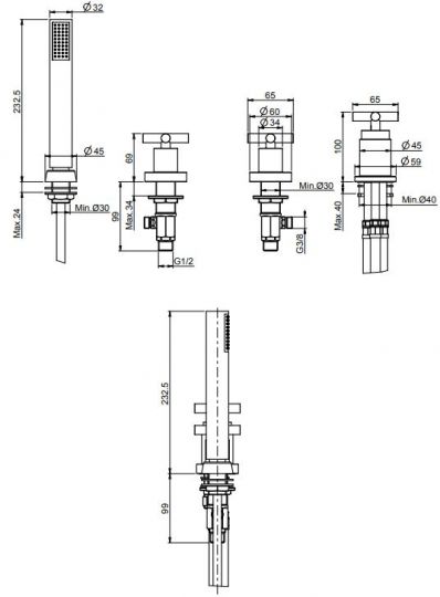 Fima carlo frattini Maxima смеситель для ванны/душа F5314/2 схема 2
