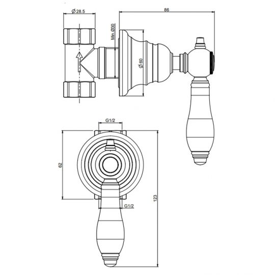 Fima - carlo frattini Запорный вентиль 1/2 F5413/1 схема 2 Fima - carlo frattini Запорный вентиль 1/2 F5413/1 схема 2