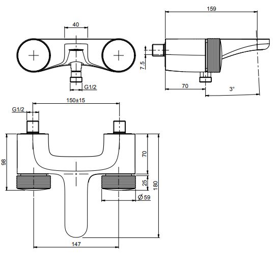 Изображение Смеситель для ванны и душа Fima carlo frattini Texture collection F5604/1