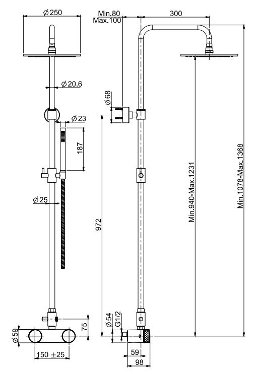 Изображение Душевая стойка с тропическим душем Fima - carlo frattini Wellness F5605/2