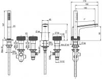 Смеситель для ванны и душа Fima carlo frattini Texture collection F5614 схема 1 Смеситель для ванны и душа Fima carlo frattini Texture collection F5614 схема 1