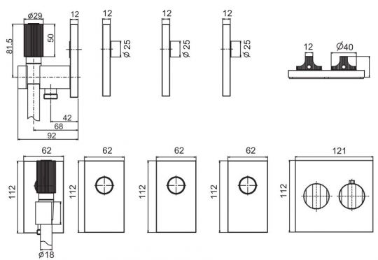 Смеситель с термостатом для ванны и душа Fima carlo frattini Switch F5948 схема 2