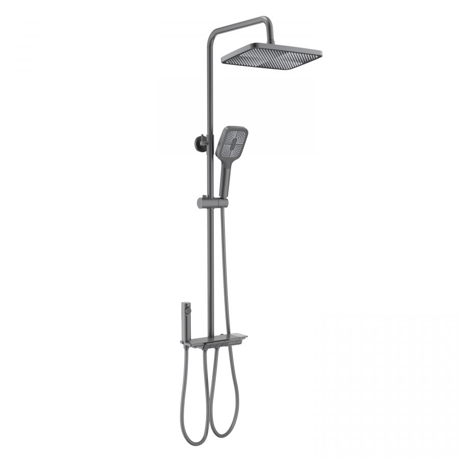 AQ3040BGM ПОЛАРИС душевая система (смеситель для ванны) 295х195мм, оружейная сталь