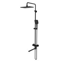 AQ2840MB НИКА душевая система (смеситель для ванны) 3 jet 300х193 мм с длинным изливом, матовый черный