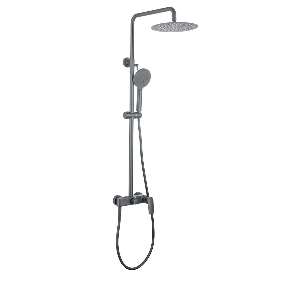 AQ2060BGM ВЕГА душевая система (смеситель для душа) 3jet 250мм, оружейная сталь