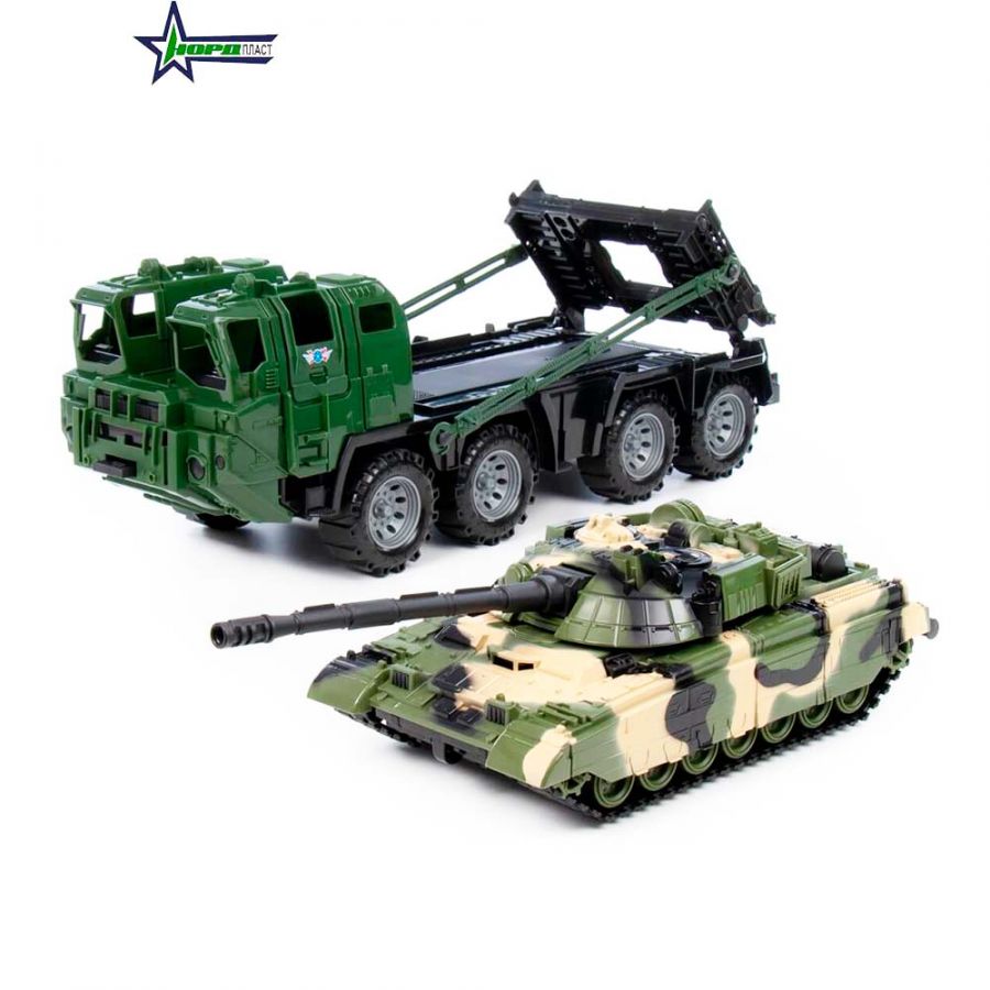 Военный тягач "Щит" с танком (камуфляж)